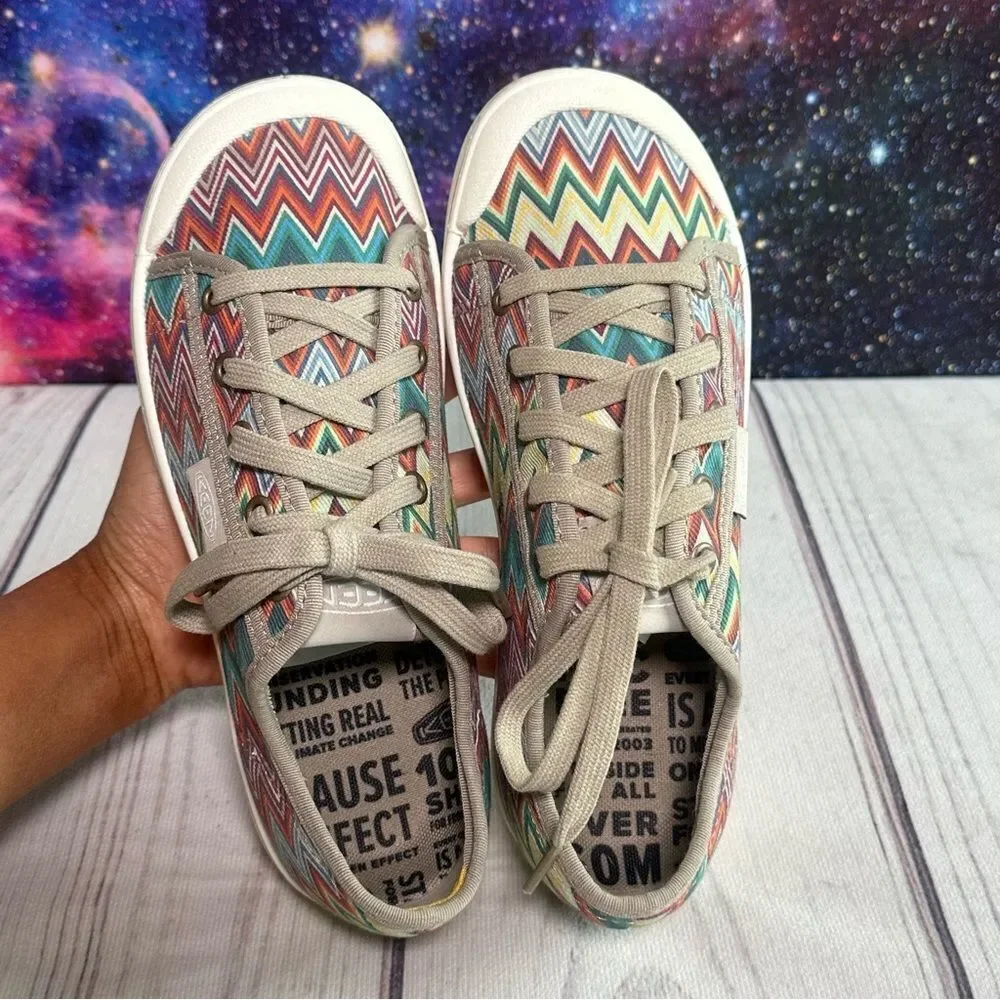 Keen Elsa Lite Women Sz‎ 7 Chevron Plaza Taupe Low Shoes Sneakers Colorful